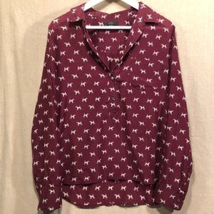 J Crew Terrier print Popover shirt in silk